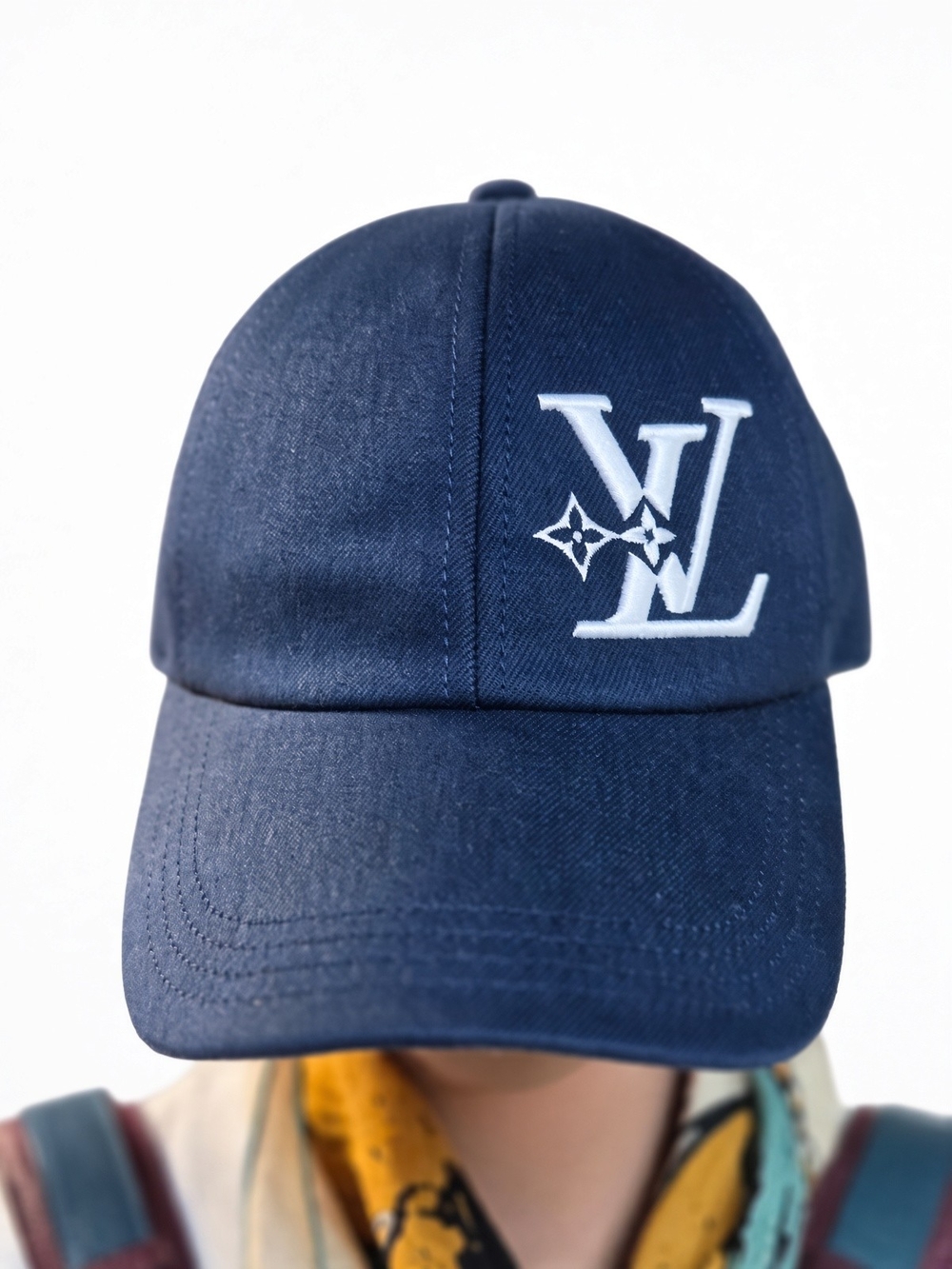 Louis Vuitton Navy and White LV Logo Baseball Cap